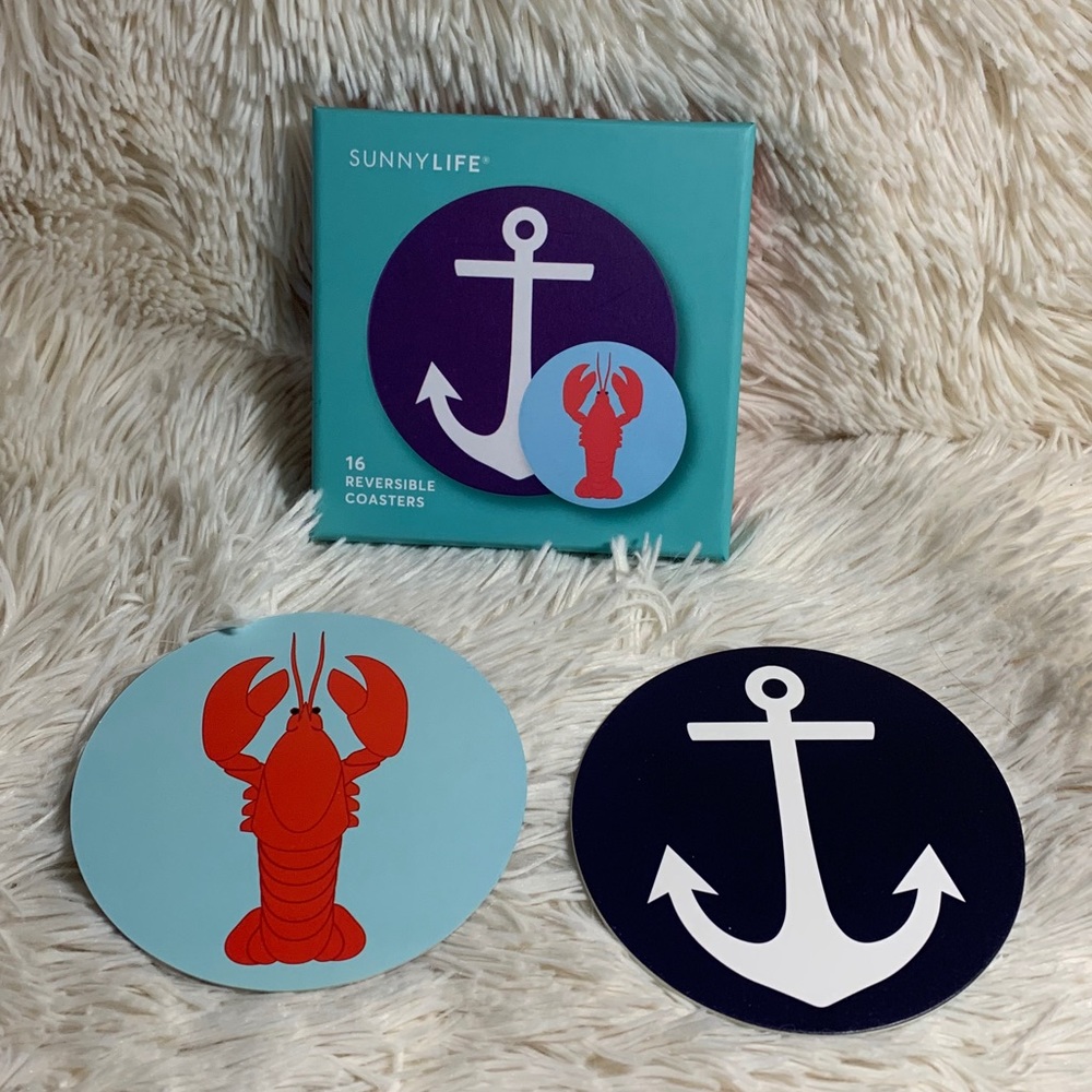 Sunnylife Reversible Coasters Lobster/Anchor